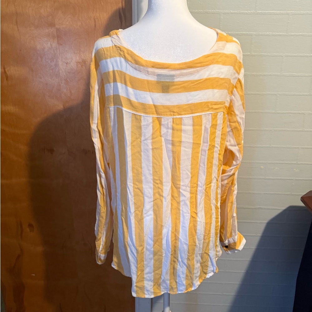 a.n.a Yellow and White Striped Blouse - Picture 2 of 3